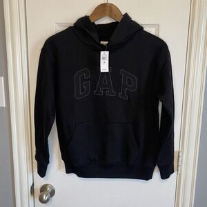 Gap Sweatshirt Pullover Hoodie Logo‎ Pocket Black Boys 10 NWT